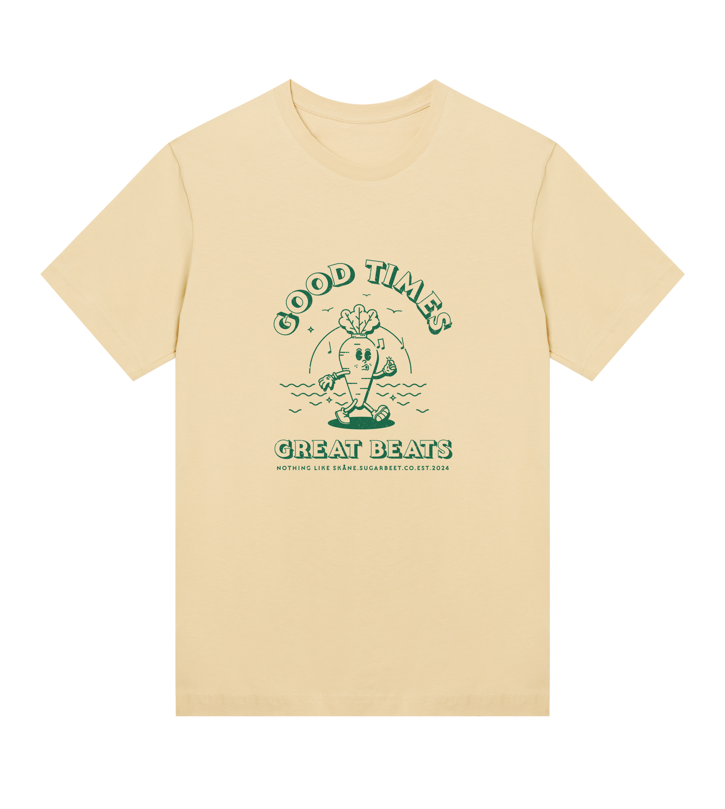 Gul t-shirt med ‘Nothing like Skåne’ tryck – mångsidig väska från Sugarbeet, inspirerad av Skånes streetwear och kultur.