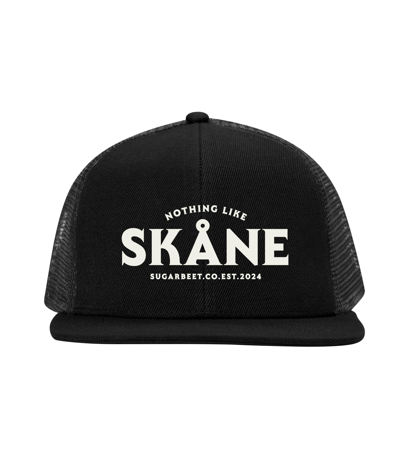 Capish Flat Peak Trucker Cap - Black