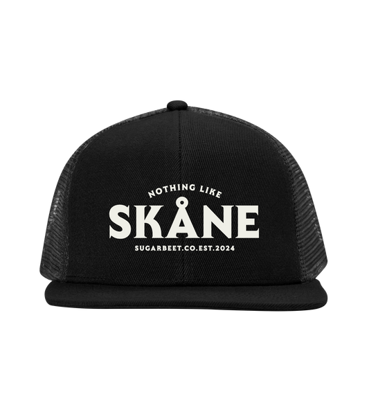 Capish Flat Peak Trucker Cap - Black